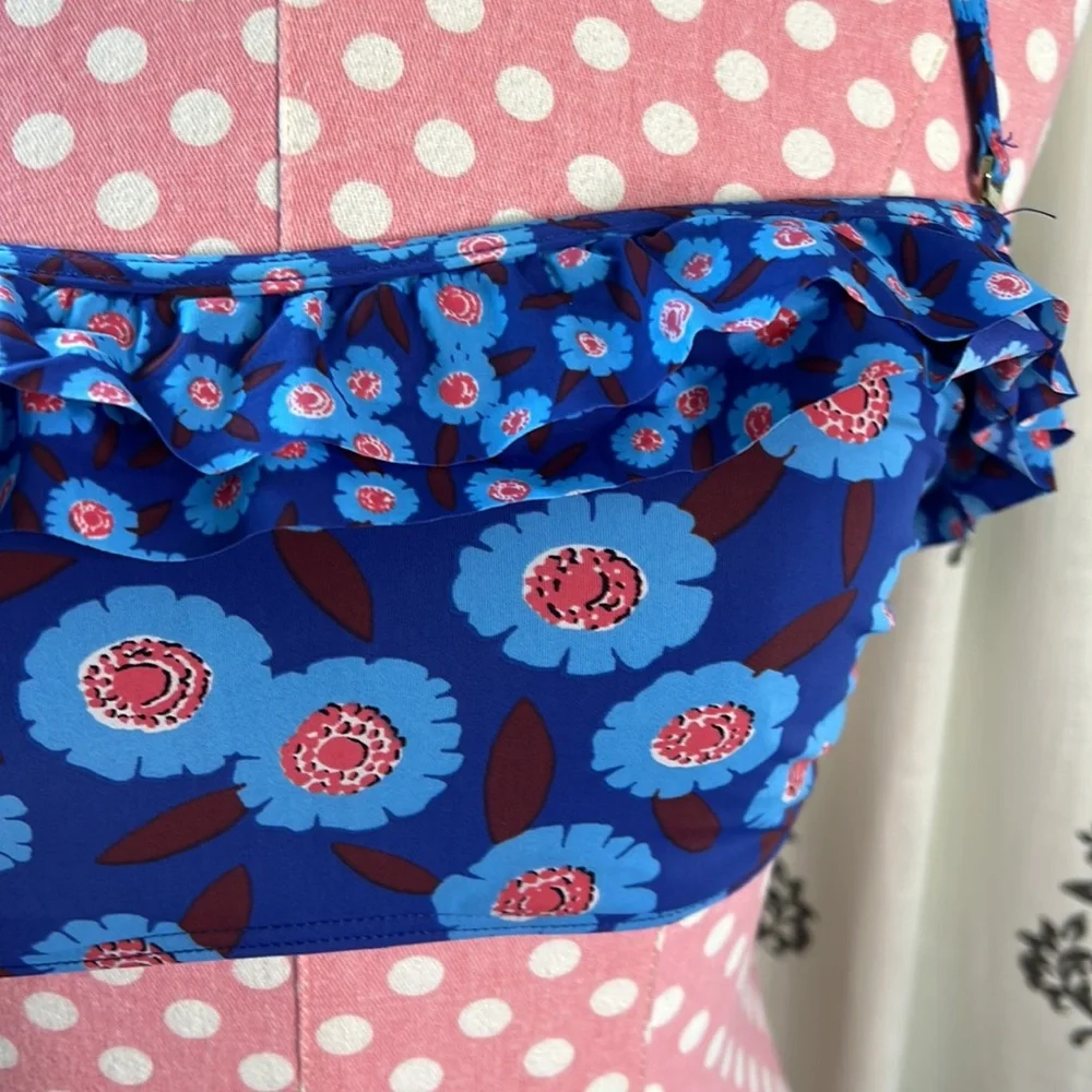 Kate Spade Ruffle Bandeau Bikini Top Size M
